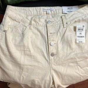 Cream denim highrise flare pants